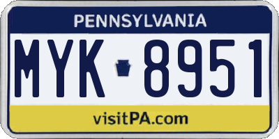 PA license plate MYK8951
