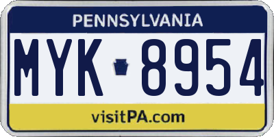 PA license plate MYK8954