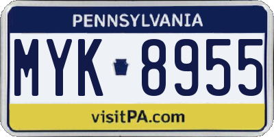 PA license plate MYK8955