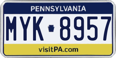 PA license plate MYK8957