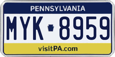 PA license plate MYK8959