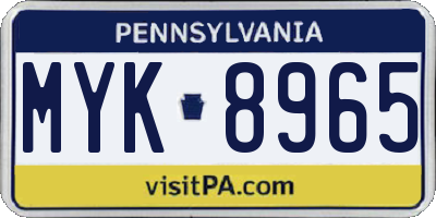 PA license plate MYK8965
