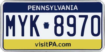 PA license plate MYK8970