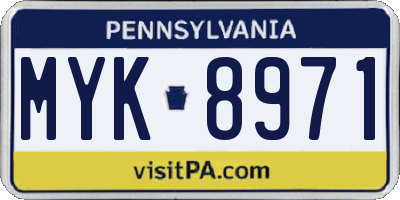 PA license plate MYK8971