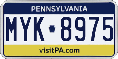 PA license plate MYK8975