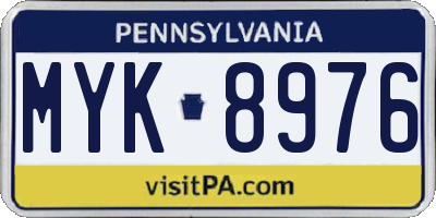 PA license plate MYK8976
