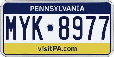 PA license plate MYK8977