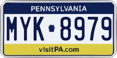 PA license plate MYK8979
