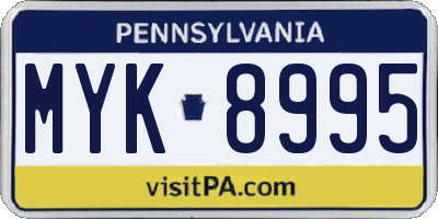 PA license plate MYK8995