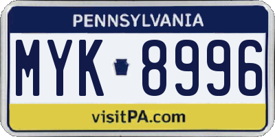 PA license plate MYK8996