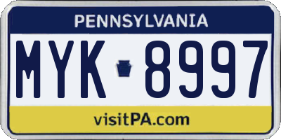 PA license plate MYK8997