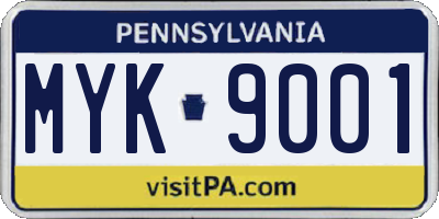 PA license plate MYK9001