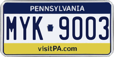 PA license plate MYK9003