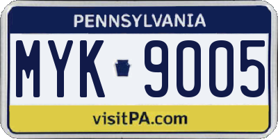 PA license plate MYK9005