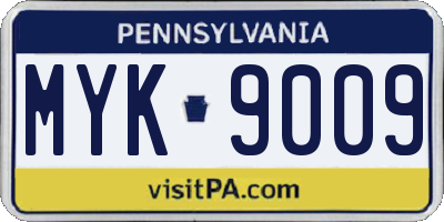 PA license plate MYK9009