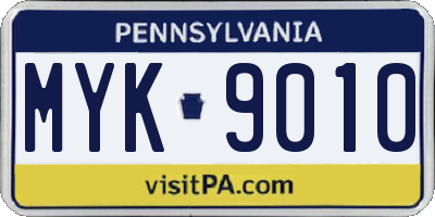 PA license plate MYK9010