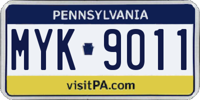 PA license plate MYK9011