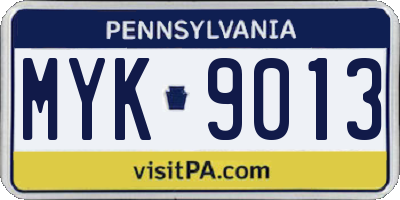 PA license plate MYK9013