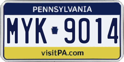 PA license plate MYK9014