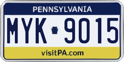 PA license plate MYK9015