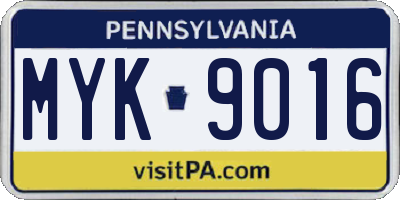 PA license plate MYK9016