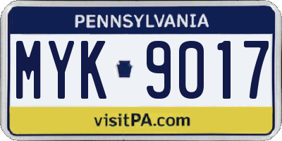 PA license plate MYK9017