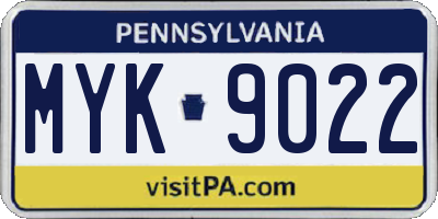 PA license plate MYK9022
