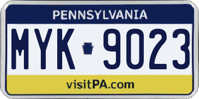 PA license plate MYK9023