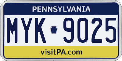 PA license plate MYK9025