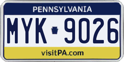 PA license plate MYK9026