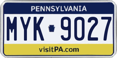 PA license plate MYK9027