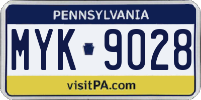 PA license plate MYK9028