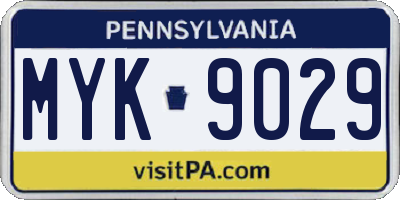 PA license plate MYK9029