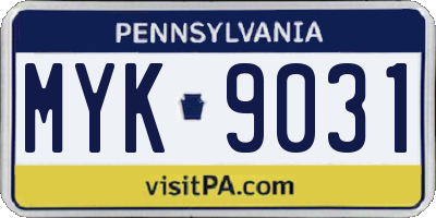 PA license plate MYK9031
