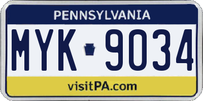 PA license plate MYK9034