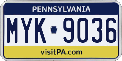PA license plate MYK9036