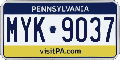 PA license plate MYK9037