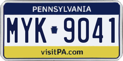 PA license plate MYK9041