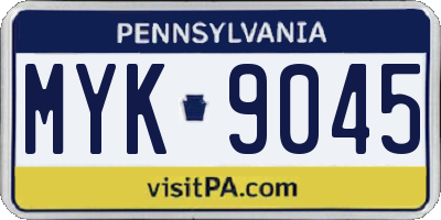 PA license plate MYK9045
