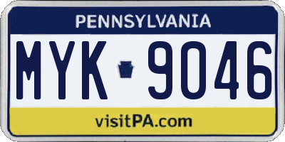 PA license plate MYK9046