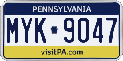 PA license plate MYK9047
