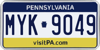 PA license plate MYK9049
