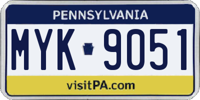 PA license plate MYK9051