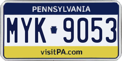 PA license plate MYK9053