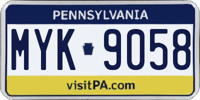 PA license plate MYK9058
