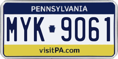 PA license plate MYK9061