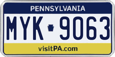 PA license plate MYK9063
