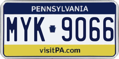PA license plate MYK9066