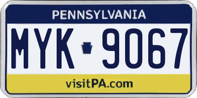 PA license plate MYK9067