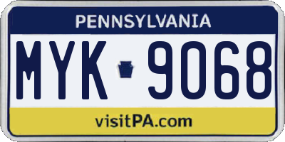 PA license plate MYK9068